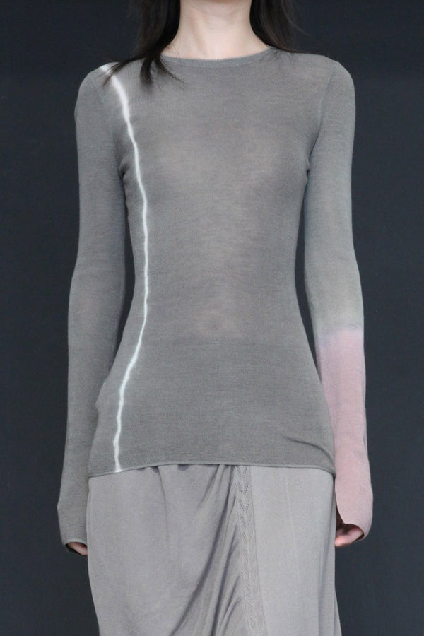 SWAYING/KNIT tie-dyed thin wool long-sleeved top SW24SS1T60 green